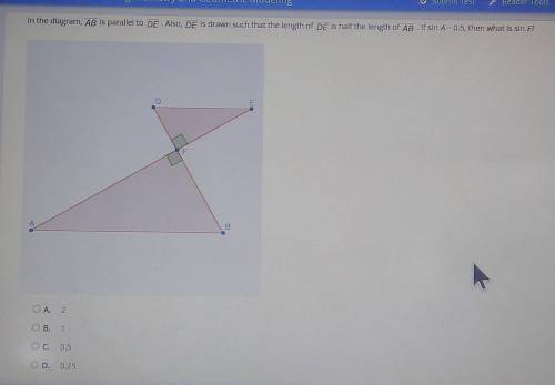 in the diagram, AB is parallel to DE. Also, DE is drawn such that the length of DE is half the leng