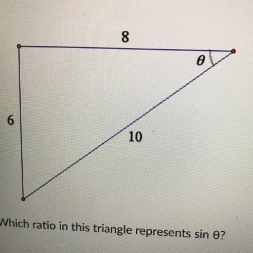 Which ratio in this triangle represents sin ø ?
O 574
O 4/5
O 3/5
O 3/4