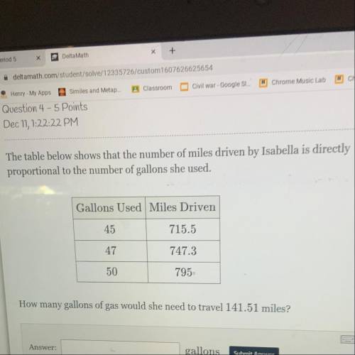 The table below shows that the number of miles driven by Isabella is directly

proportional to the