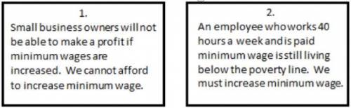 Below are views for and against the increase of minimum wage in a slow economy. Which conclusion ca