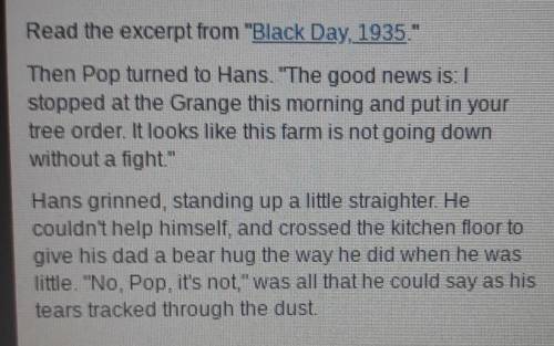 Hans responds to his father's news with O humor. . O sadness O frustration, O joy