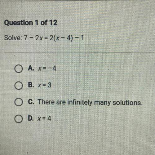 Solve? 7-2x=2(x-4)-1 i don’t get it