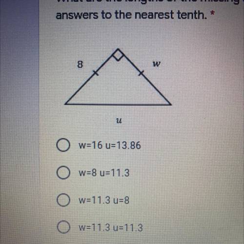 what are the lengths of the missing side of triangle, round your number to the nearest tenth (pls p