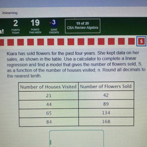 kiara has sold flowers for the past four years. she kept data on her sales, as shown in the table.