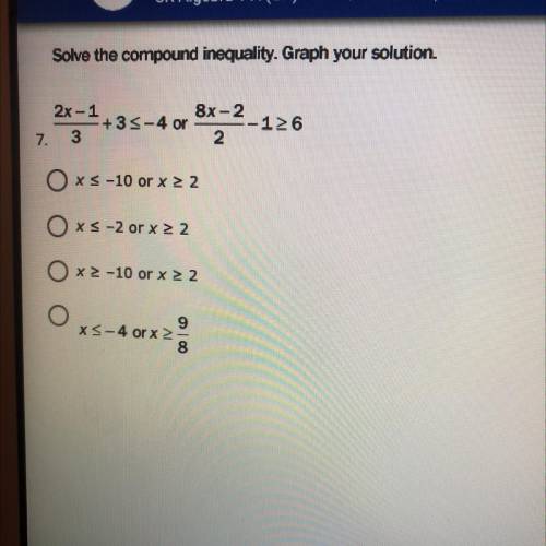 PLEASE HELP! This is over due please help ASAP! I’ll give brainliest! please!

Solve the inequalit