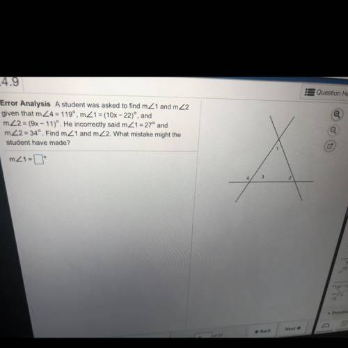 Solve for m<1 and m<2.