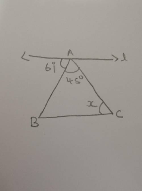 In the adjoining figure, what should be the value of x such that line l is parallel to BC?