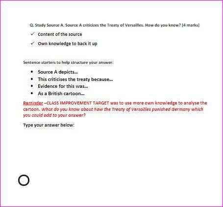 Q. Study Source A. Source A criticizes the Treaty of Versailles. How do you know? [4 marks]