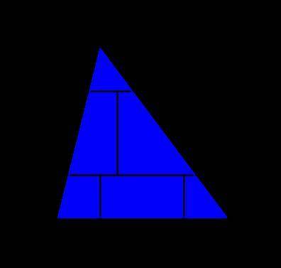 Ayudandonos de seis cuadrados iguales, hemos dibujado un triangulo los vertices del cual son los de