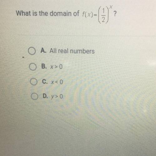 What is the domain of f(x)=(1/2)^x