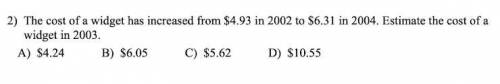 Estimate the cost of a widget in 2003