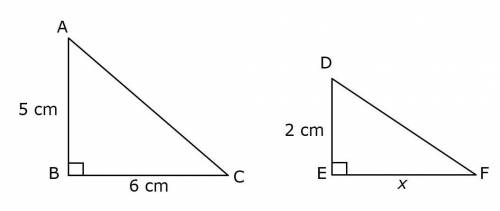 ΔDEF is similar to ΔABC as shown below, and x represents the length of segment EF.

Which proporti