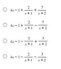 What is the quotient and remainder, written as partial fractions, of StartFraction 4 x cubed + 11 x