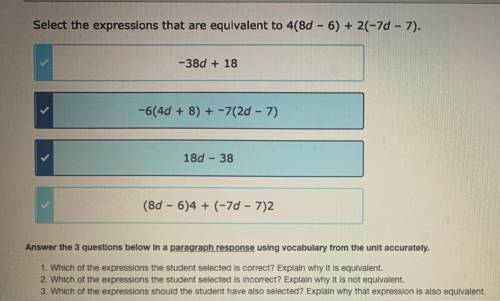 Select the expressions that are equivalent to 4(8d-6+2(-7d-7)