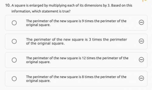 A square is enlarged by multiplying each of its dimensions by 3. Based on this information, which s