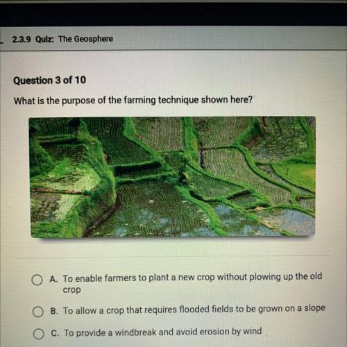What is the purpose of the farming technique shown here?

a. to enable farmers to plant a new crop