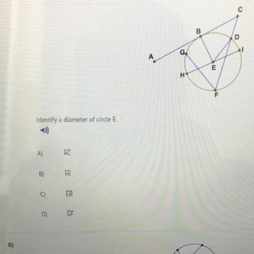 Identify a diameter of circle E.