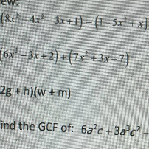 GIVING BRAINLIEST 
SOLVE USING FACTORING 
(8x^2 - 4x^2-3x+1)-(1-5x^2+ x)