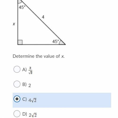 Determine the volue of x