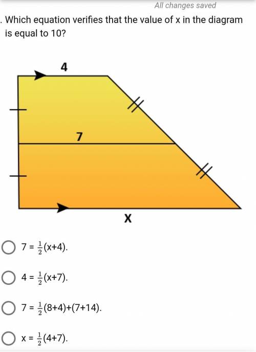 Which equation verifies that the value of x in the diagram is equal to 10?
