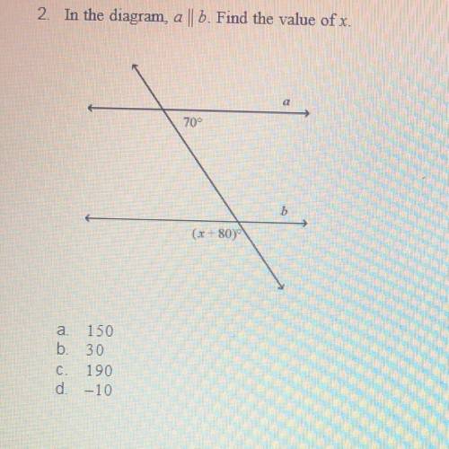 In the diagram a || b find the value x