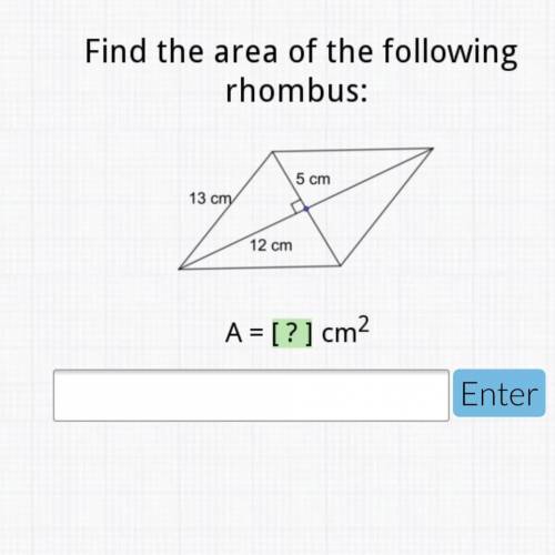 Find the area of the rhombus! Please help