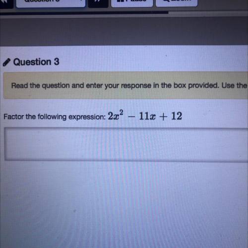 Factor the following expression 2x^2 - 11x+12