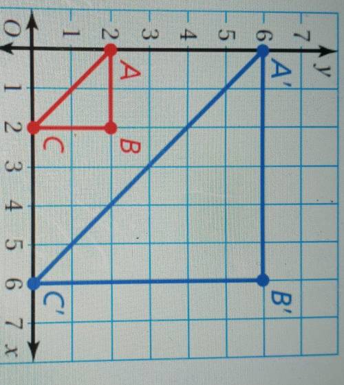 The blue triangle has been dilated from the red triangle, What was the scale factor (k)?

A. 3B. 4