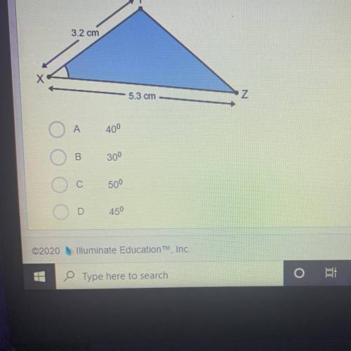 The area of the triangle is 5.45 cm?. Calculate the size of the angle X. Give the answer to the nea