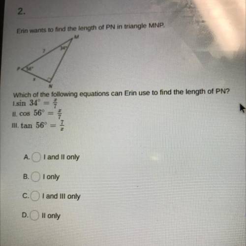 En want to find the length of tragen

Which of the following equations can Emin use to find the le