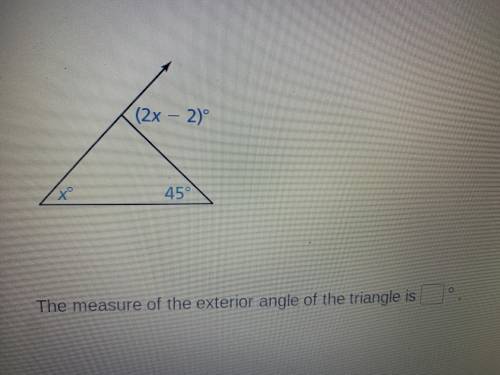 Find the measure of the exterior angle of the triangle