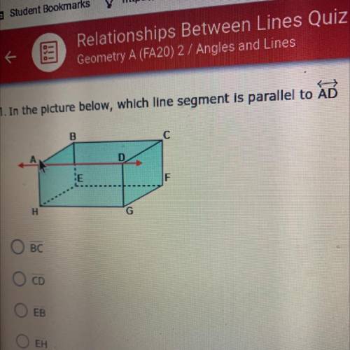 In the picture below, which segment is parallel to AD