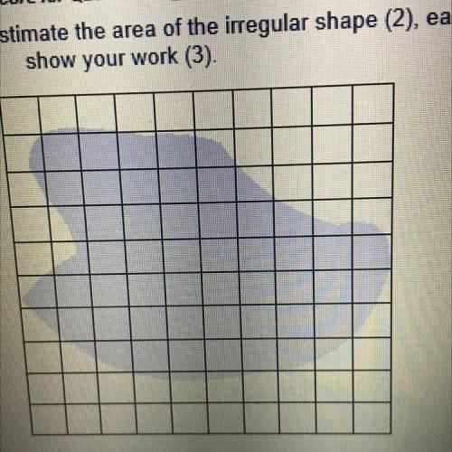 Can someone please help me??? 
estimate the area of the irregular shape