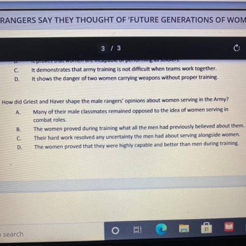 How did Griest and Haver shape the male rangers' opinions about women serving in the Army?