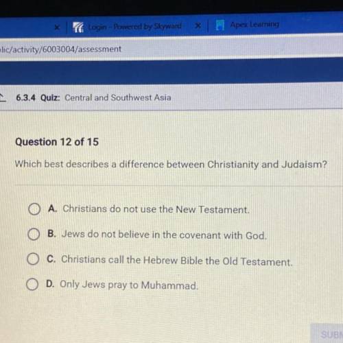 Which best describes a difference between Christianity and Judaism?