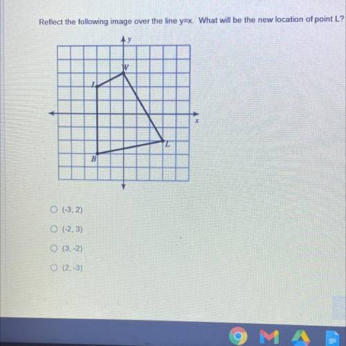 PLEASE HELP

Reflect the following image over the line y=x. What will be the new location of point