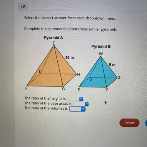 Complete the statements about these similar pyramids.