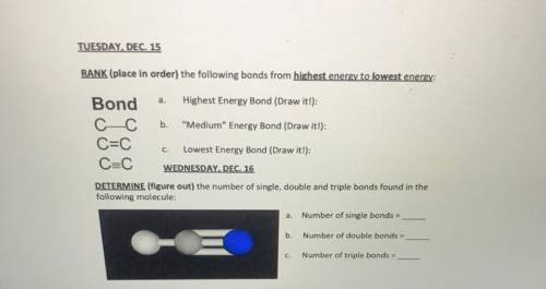 Y’all wanna help me with Tuesday and Wednesday ? Free point and brainiest 
(Chemistry )