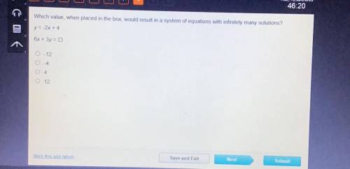 Which value, when placed in the box, would result in a system of equations with infinitely many sol