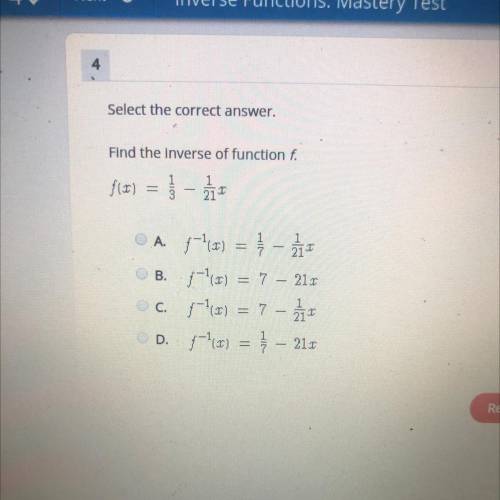 Find the inverse of function f