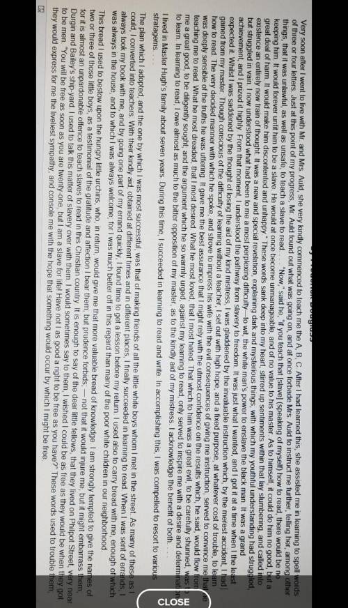 Read the passage. Then answer the questions 1&2: 1) How do Douglass's word choices contribute t