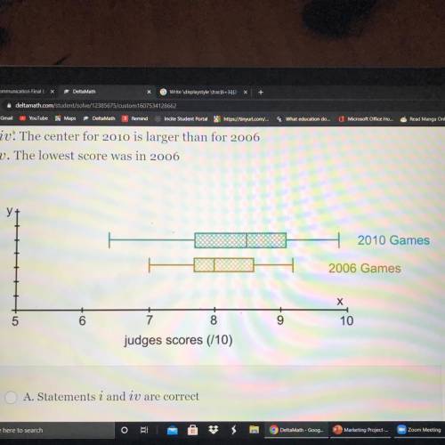 Choose which of the statements, if any, are true about the box plots

below:
i. The interquartile