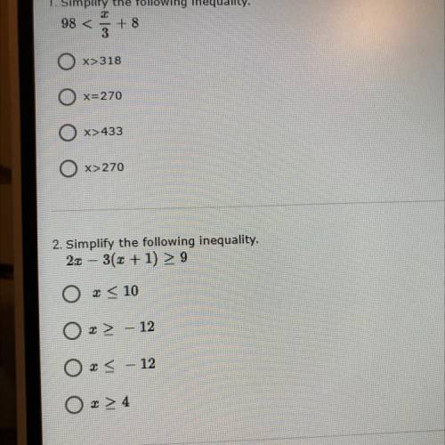1. Simplify the following inequalities.