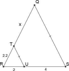 Determine the value of x.

Question 8 options:
A) 
2.2
B) 
4.4
C) 
2
D) 
8.8