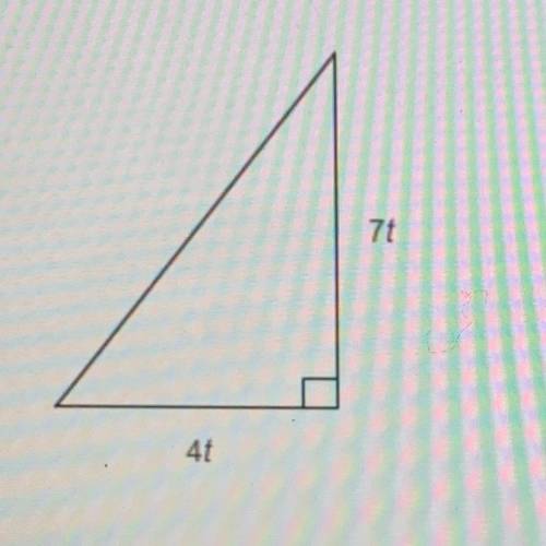 If t= 9m,what is the area of the triangle 
Help