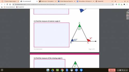 2.) Find the measure of exterior angle X