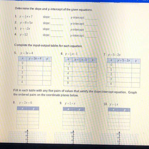 Y'all can you answer these? 8th grade algebra 1-10 Q's??