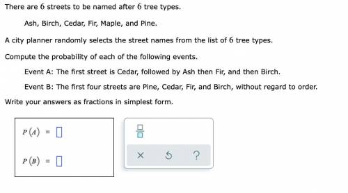 There are 6 streets to be named after 6 tree types.

Ash, Birch, Cedar, Fir, Maple, and Pine.
A ci
