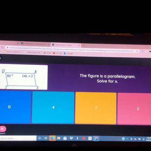 The figure is a parallelogram.
Solve for x.