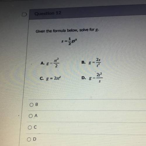 Given the formula below, solve for g